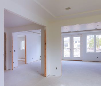 Room interior with drywall installed new house for the under construction